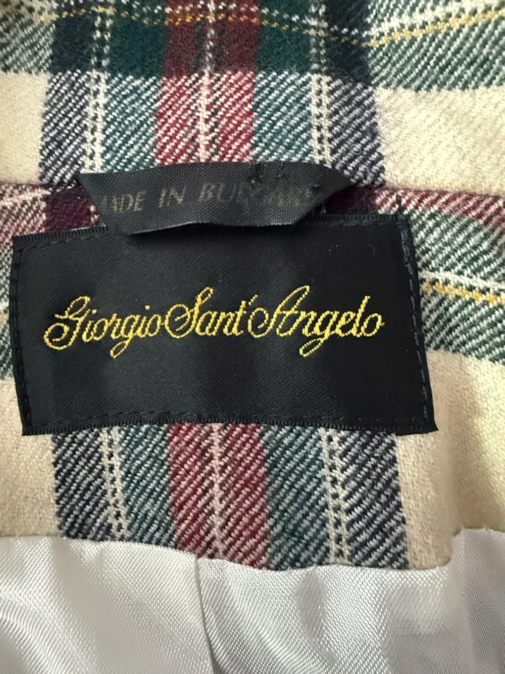 Vintage Giorgio Sant'Angelo Tartan Plaid 12 Linen Blend Blazer 100% pure wool